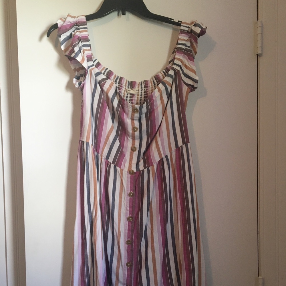Off the shoulder ruffle stripe dress